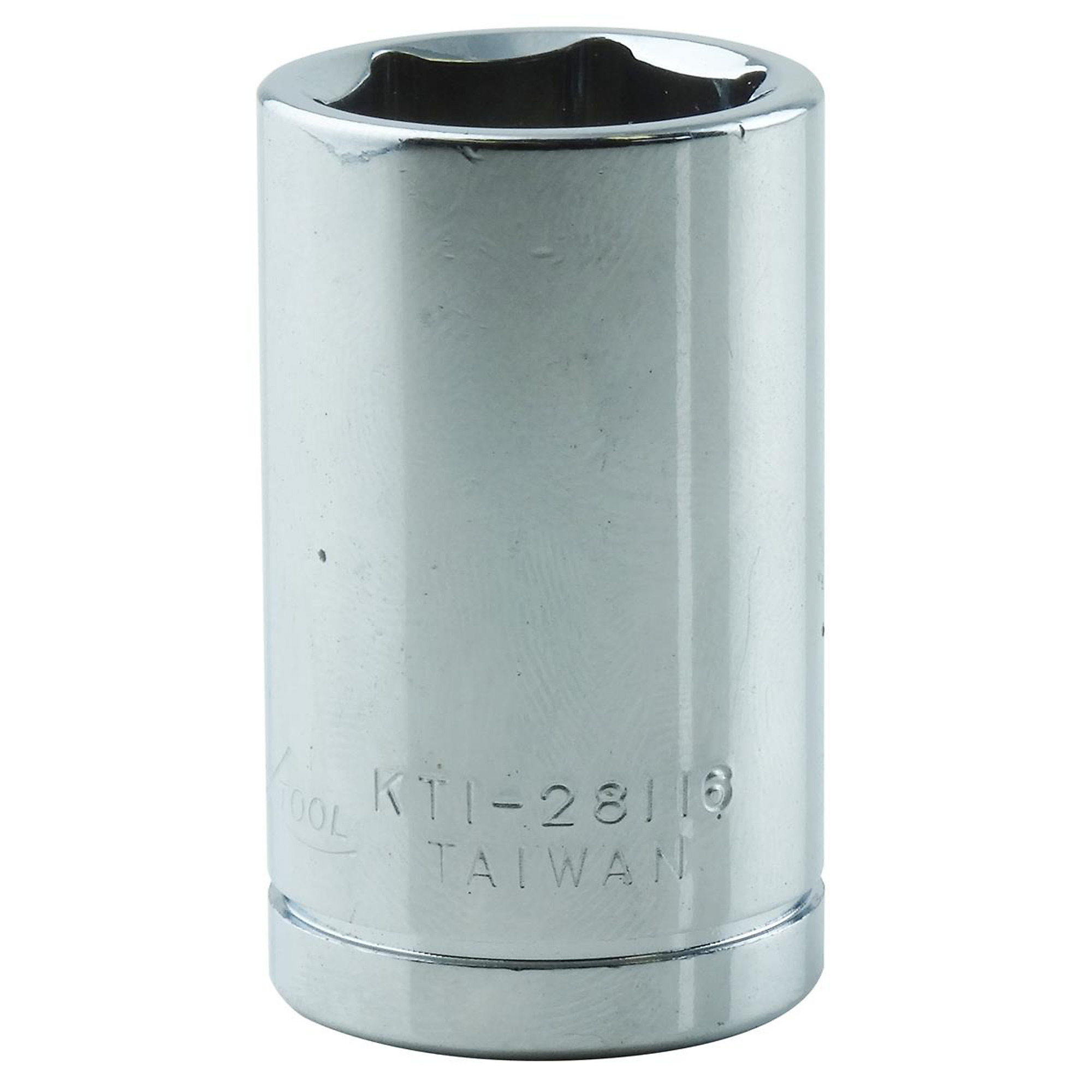 K Tool International 16mm 6-Point Socket — 1/2in. Drive, Heat-Treated Chrome Vanadium Steel, Model# KTI28116